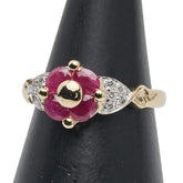 K18YG イエローゴールド ルビー0.80ct ダイヤ0.12ct リング 指輪 レディース 10.5号 【中古】