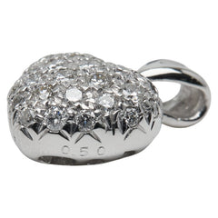 K18WG ホワイトゴールド ダイヤ0.50ct ハート モチーフ ペンダントトップ レディース 【中古】