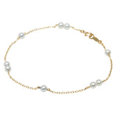 ミキモト K18YG イエローゴールド アコヤパール3.9mm ベビーパール チェーン ブレスレット レディース MIKIMOTO 【中古】