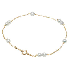 ミキモト K18YG イエローゴールド アコヤパール3.9mm ベビーパール チェーン ブレスレット レディース MIKIMOTO 【中古】