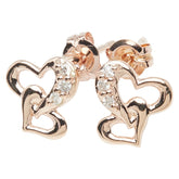 K10PG ピンクゴールド ダイヤ ハート モチーフ スタッドピアス レディース 【中古】