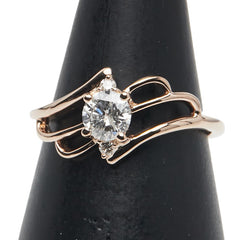 K18PG ピンクゴールド ダイヤ0.37ct ダイヤ0.04ct リング 指輪 レディース 10.5号 【中古】