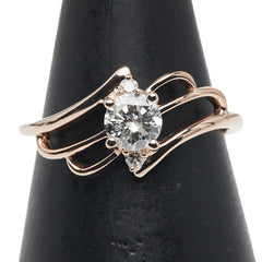 K18PG ピンクゴールド ダイヤ0.37ct ダイヤ0.04ct リング 指輪 レディース 10.5号 【中古】