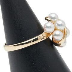 K18YG イエローゴールド アコヤパール4~4.5mm ダイヤ0.05ct リング 指輪 レディース 10.5号 【中古】