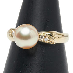K18YG イエローゴールド アコヤパール7.5mm ダイヤ0.03ct リング 指輪 レディース 10.5号 【中古】
