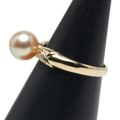 K18YG イエローゴールド アコヤパール7.5mm ダイヤ0.03ct リング 指輪 レディース 10.5号 【中古】