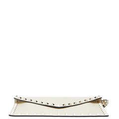 ヴァレンティノ ロックスタッズ クラッチバッグ セカンドバッグ ホワイト レザー レディース VALENTINO 【中古】