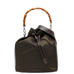 グッチ バンブー ハンドバッグ ショルダーバッグ 2WAY 001 3754 1657 ブラウン ナイロン パテントレザー レディース GUCCI 【中古】