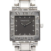 ティファニー アトラス 腕時計 クオーツ ブラック文字盤 ステンレススチール レディース TIFFANY&Co. 【中古】