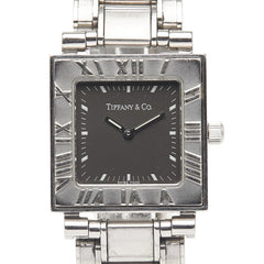 ティファニー アトラス 腕時計 クオーツ ブラック文字盤 ステンレススチール レディース TIFFANY&Co. 【中古】