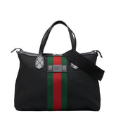 グッチ シェリーライン ハンドバッグ ショルダーバッグ 2WAY 630923 ブラック マルチカラー キャンバス レザー レディース GUCCI 【中古】