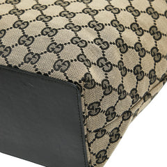 グッチ GGキャンバス トートバッグ ハンドバッグ 002 1098 ベージュ ブラック キャンバス レザー レディース GUCCI 【中古】