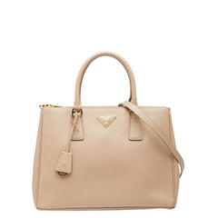 プラダ ガレリア ラージ ハンドバッグ ショルダーバッグ 2WAY 1BA274 ピンクベージュ レザー レディース PRADA 【中古】