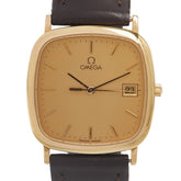 オメガ デビル 腕時計 クオーツ ゴールド文字盤 ステンレススチール レザー レディース OMEGA 【中古】