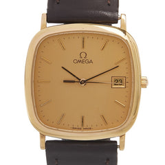 オメガ デビル 腕時計 クオーツ ゴールド文字盤 ステンレススチール レザー レディース OMEGA 【中古】