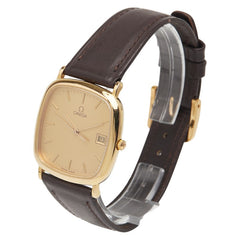 オメガ デビル 腕時計 クオーツ ゴールド文字盤 ステンレススチール レザー レディース OMEGA 【中古】