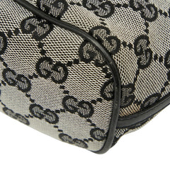 グッチ GGキャンバス ハンドバッグ アクセサリーポーチ 039 1103 ネイビー キャンバス レザー レディース GUCCI 【中古】