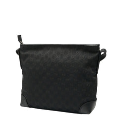 グッチ GGキャンバス ショルダーバッグ 337598 ブラック キャンバス レザー レディース GUCCI 【中古】