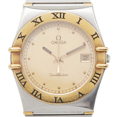 オメガ コンステレーション 腕時計 クオーツ ゴールド文字盤 ステンレススチール イエローゴールド レディース OMEGA 【中古】