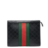 グッチ シェリーライン グッチシマ クラッチバッグ セカンドバッグ 475316 ブラック マルチカラー レザー キャンバス メンズ GUCCI 【中古】
