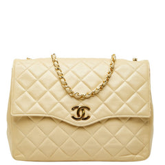 シャネル マトラッセ チェーン ショルダーバッグ ベージュ ラムスキン レディース CHANEL 【中古】