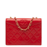 シャネル マトラッセ ココマーク チェーン ショルダーバッグ レッド ラムスキン レディース CHANEL 【中古】