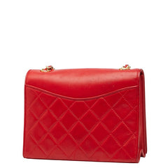 シャネル マトラッセ ココマーク チェーン ショルダーバッグ レッド ラムスキン レディース CHANEL 【中古】