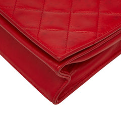 シャネル マトラッセ ココマーク チェーン ショルダーバッグ レッド ラムスキン レディース CHANEL 【中古】