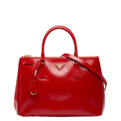 プラダ 三角ロゴプレート ガレリア ハンドバッグ ショルダーバッグ 2WAY BN2274 レッド サフィアーノレザー レディース PRADA 【中古】