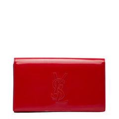 サンローラン ロゴ クラッチバッグ レッド パテントレザー レディース SAINT LAURENT 【中古】