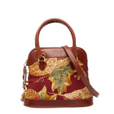 サルヴァトーレフェラガモ ボタニカル柄 ハンドバッグ ショルダーバッグ 2WAY ブラウン マルチカラー レザー ナイロン レディース Salvatore Ferragamo 【中古】