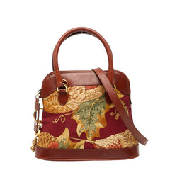 サルヴァトーレフェラガモ ボタニカル柄 ハンドバッグ ショルダーバッグ 2WAY ブラウン マルチカラー レザー ナイロン レディース Salvatore Ferragamo 【中古】