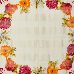 ディオール フラワー ハナ 花 スカーフ ベージュ ブラック マルチカラー シルク レディース Dior 【中古】