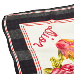 ディオール フラワー ハナ 花 スカーフ ベージュ ブラック マルチカラー シルク レディース Dior 【中古】