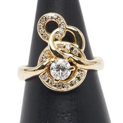 K18YG イエローゴールド ダイヤ0.380ct ダイヤ0.118ct ラウンド サークル モチーフ リング 指輪 レディース 10.5号 【中古】