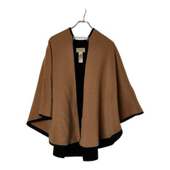 バーバリー ポンチョ ベージュ ブラック ウール カシミヤ レディース BURBERRY 【中古】