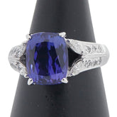 K18WG ホワイトゴールド タンザナイト5.00ct ダイヤ0.41ct リング 指輪 レディース 12.5号 【中古】