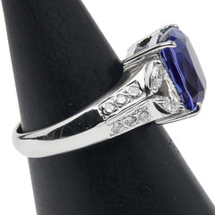 K18WG ホワイトゴールド タンザナイト5.00ct ダイヤ0.41ct リング 指輪 レディース 12.5号 【中古】