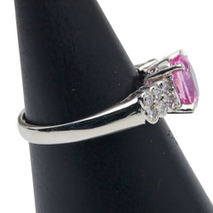 Pt900 プラチナ ピンクサファイア2.090ct ダイヤ0.25ct リング 指輪 レディース 14号 【中古】