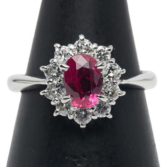 Pt900 プラチナ ルビー1.03ct ダイヤ0.51ct リング 指輪 レディース 10.5号 【中古】