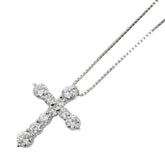 Pt900 プラチナ Pt850 プラチナ ダイヤ1.01ct クロス 十字架 モチーフ ベネチアンチェーン ネックレス レディース 【中古】