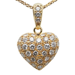 K18YG イエローゴールド ダイヤ1.05ct ハート モチーフ ネックレス レディース 【中古】