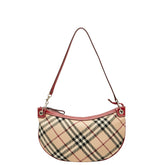 バーバリーブルーレーベル ノバチェック ハンドバッグ ワンショルダーバッグ ベージュ レッド ブラック キャンバス レザー レディース BURBERRY BLUE LABEL 【中古】