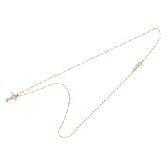 K18YG イエローゴールド ダイヤ0.30ct クロス 十字架 モチーフ ベネチアンチェーン ネックレス レディース 【中古】