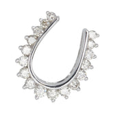 K18WG ホワイトゴールド ダイヤ0.28ct ホースシュー 馬蹄 モチーフ ペンダントトップ レディース 【中古】