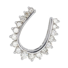 K18WG ホワイトゴールド ダイヤ0.28ct ホースシュー 馬蹄 モチーフ ペンダントトップ レディース 【中古】
