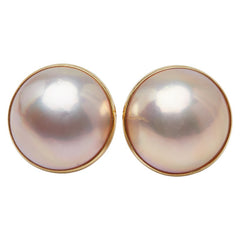 K18YG イエローゴールド マベパール約13.5mm ピアス レディース 【中古】
