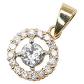 K18YG イエローゴールド Pt900 プラチナ コンビ ダイヤ0.20ct ダイヤ0.225ct ラウンド サークル ペンダントトップ レディース 【中古】