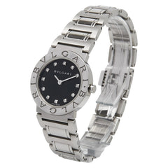 ブルガリ ブルガリブルガリ 12Pダイヤ 腕時計 BBL26S クオーツ ブラック文字盤 ステンレススチール レディース BVLGARI 【中古】