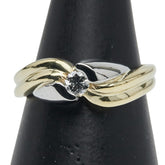 K18YG イエローゴールド K18WG ホワイトゴールド ダイヤ0.14ct リング 指輪 レディース 11.5号 【中古】